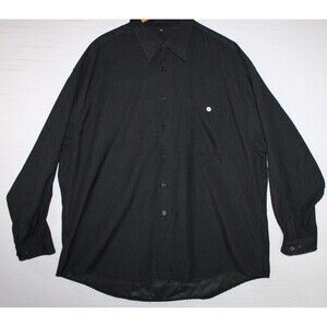 Mens Lineage Black Long Sleeve Button Down Dress Shirt 2XL XXL Casual